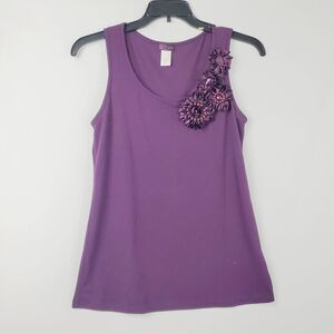 Agenda Womens MEDIUM Purple Sleeveless Blouse Top